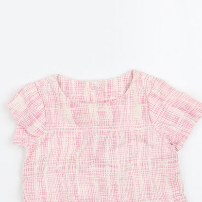 M&S Girls Pink Geometric  Basic T-Shirt Size 9-12 Months