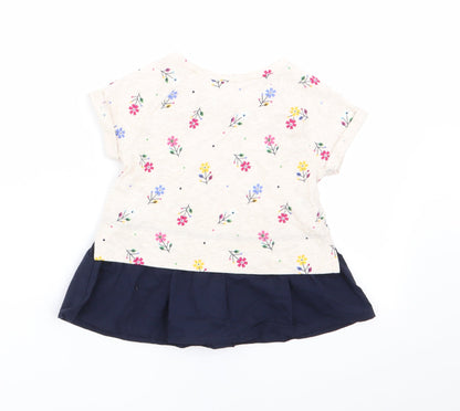 Gap Girls Beige Floral  Basic T-Shirt Size 2 Years