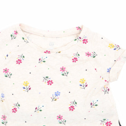 Gap Girls Beige Floral  Basic T-Shirt Size 2 Years