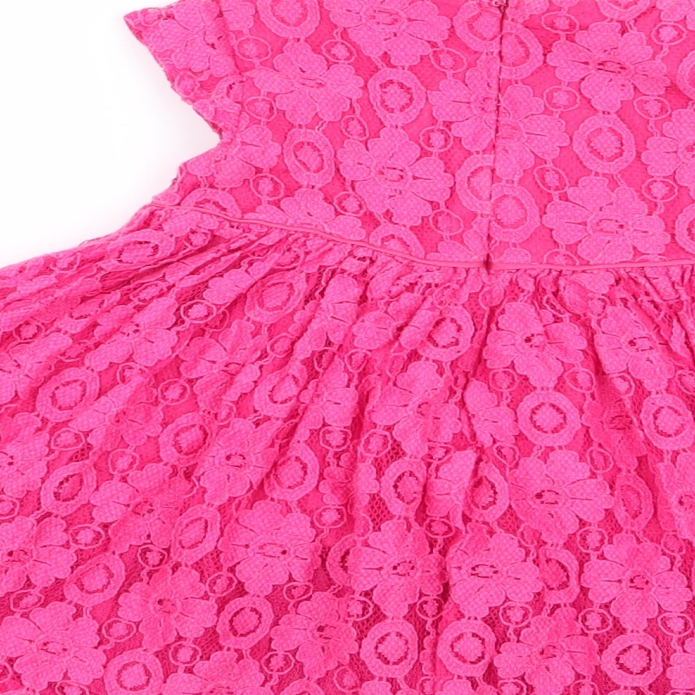 M&S Girls Pink Floral  Fit & Flare  Size 6-9 Months