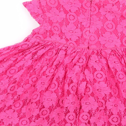 M&S Girls Pink Floral  Fit & Flare  Size 6-9 Months