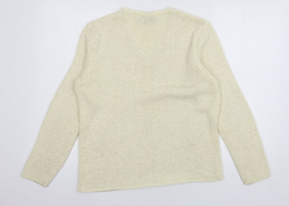 Diane & White Womens Ivory  Knit Pullover Jumper Size M