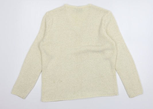 Diane & White Womens Ivory  Knit Pullover Jumper Size M