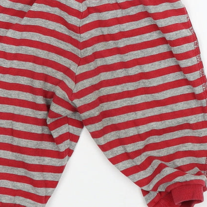 H&M Boys Red Striped Jersey Jogger Trousers Size 3-6 Months