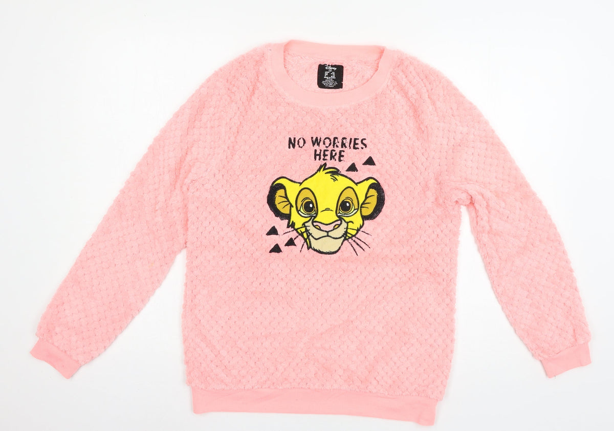 Disney Womens Pink Solid Microfibre Top Pyjama Top Size 6  - Lion King