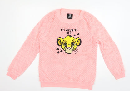 Disney Womens Pink Solid Microfibre Top Pyjama Top Size 6  - Lion King