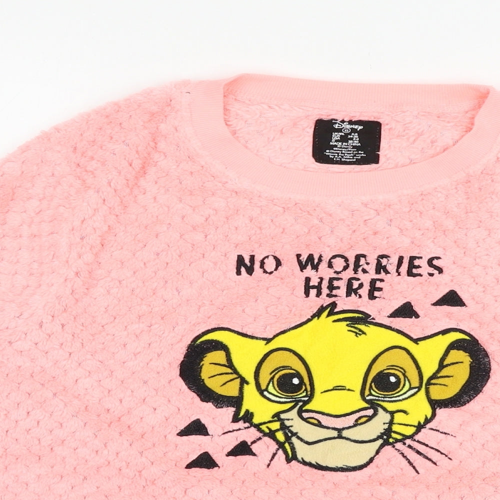 Disney Womens Pink Solid Microfibre Top Pyjama Top Size 6  - Lion King