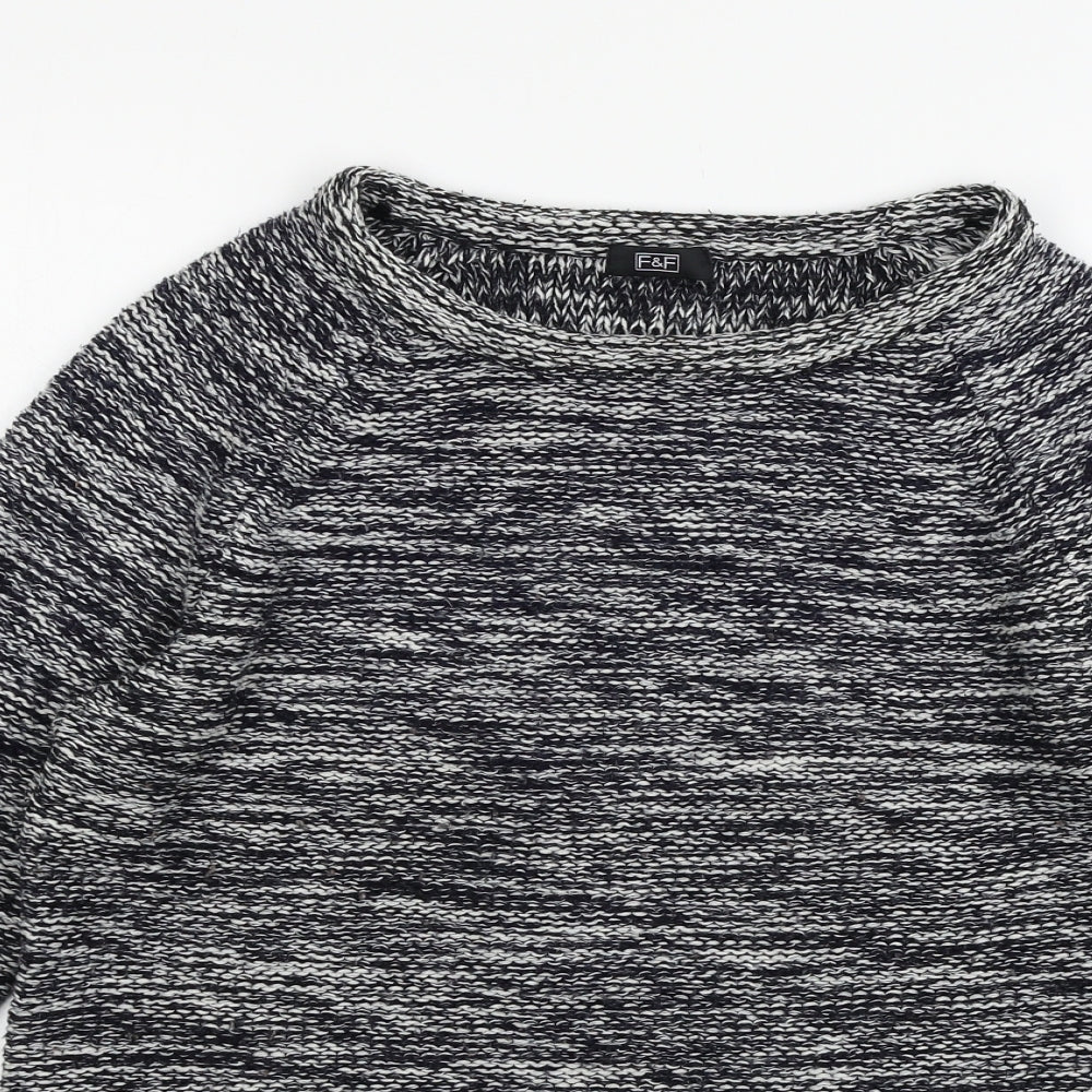 F&F Womens Blue Striped Knit Pullover Jumper Size 10