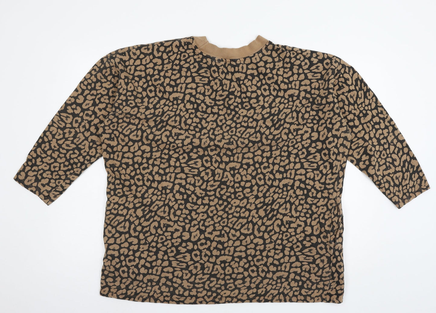 Capsule Womens Brown Animal Print Jersey Pullover Sweatshirt Size 16
