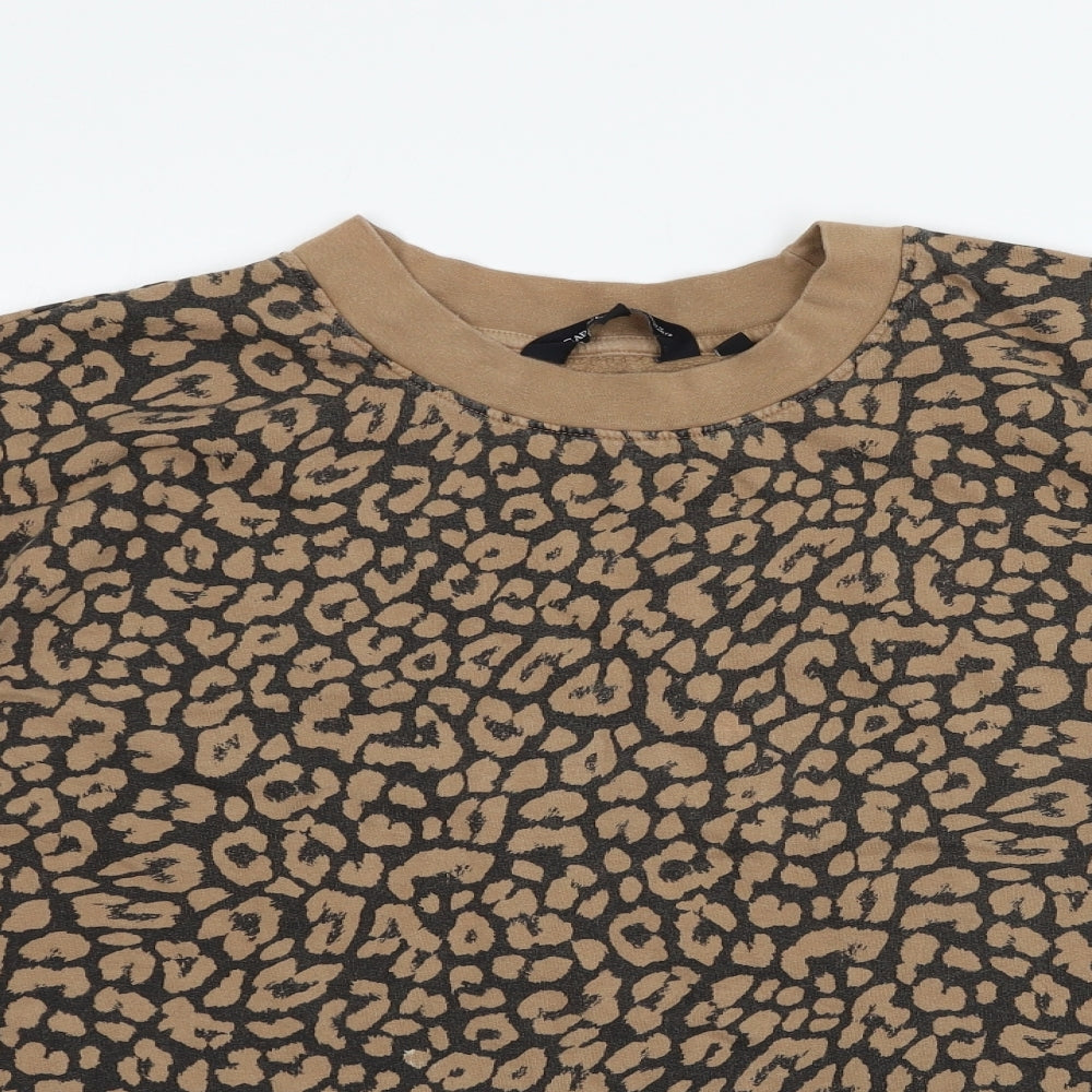 Capsule Womens Brown Animal Print Jersey Pullover Sweatshirt Size 16