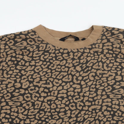Capsule Womens Brown Animal Print Jersey Pullover Sweatshirt Size 16