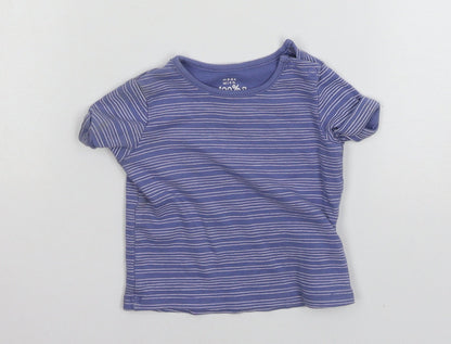 F&F Baby Blue Striped Jersey Basic T-Shirt Size 9-12 Months