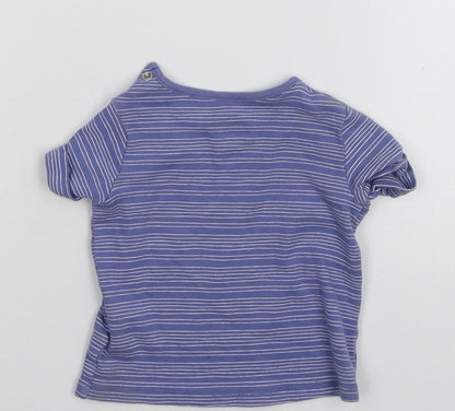 F&F Baby Blue Striped Jersey Basic T-Shirt Size 9-12 Months