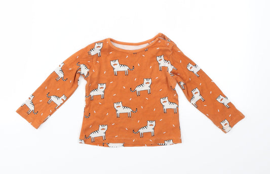 TU Boys Orange Animal Print  Basic T-Shirt Size 9-12 Months