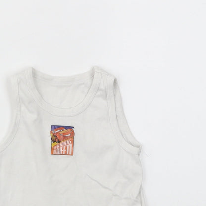 CARS Boys White   Basic T-Shirt Size 3-4 Years