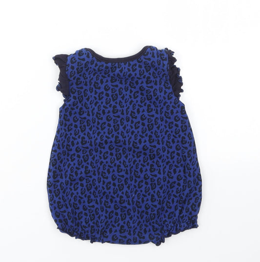 MAJESTICS Girls Blue Animal Print  Babygrow One-Piece Size 12 Months