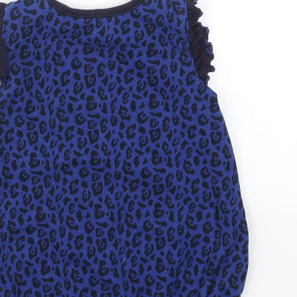 MAJESTICS Girls Blue Animal Print  Babygrow One-Piece Size 12 Months