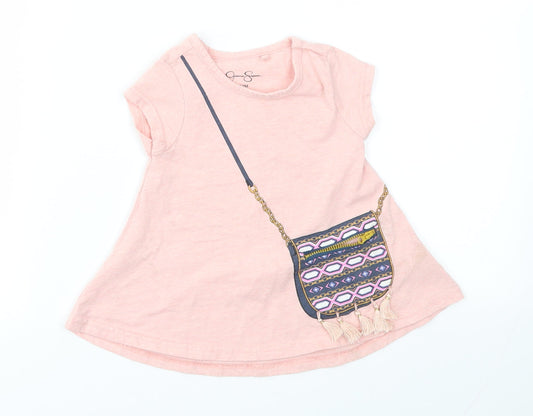 Preworn Girls Pink   Basic T-Shirt Size 24 Months