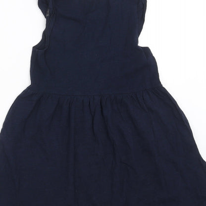H&M Girls Blue   T-Shirt Dress  Size 6-7 Years  - heart
