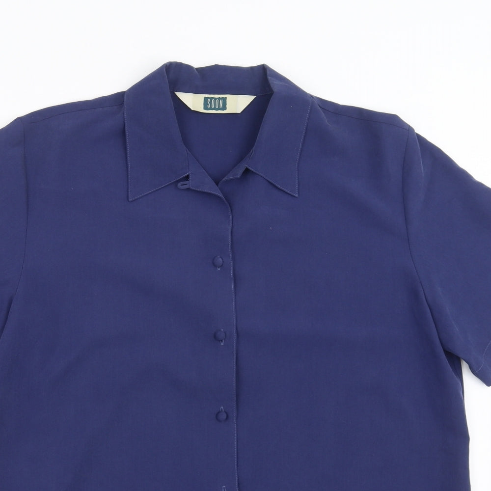 Womens UK Size 12 Soon Blue Basic Blouse