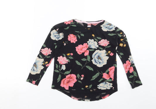 Old Navy Womens Black Floral  Basic T-Shirt Size 8