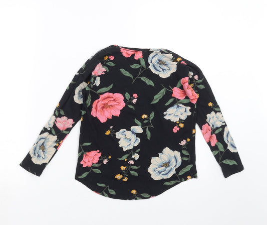 Old Navy Womens Black Floral  Basic T-Shirt Size 8