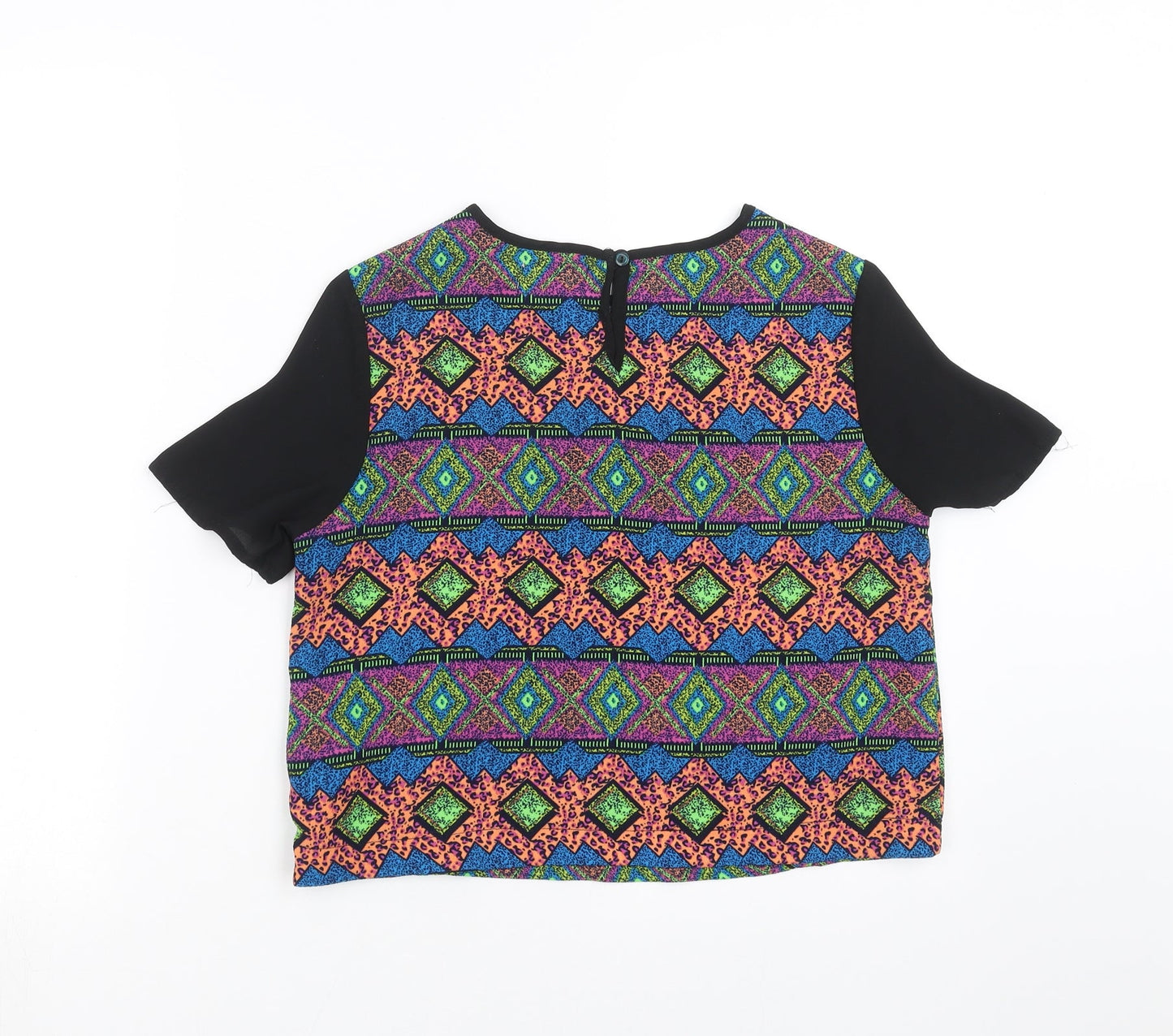 Ribbon Womens Multicoloured Geometric  Basic Blouse Size 8