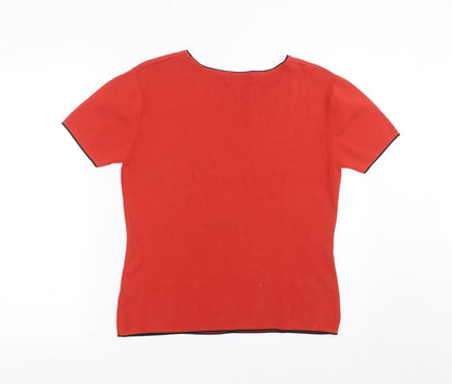 Just elegance Womens Orange Geometric Rayon Pullover Jumper Size L