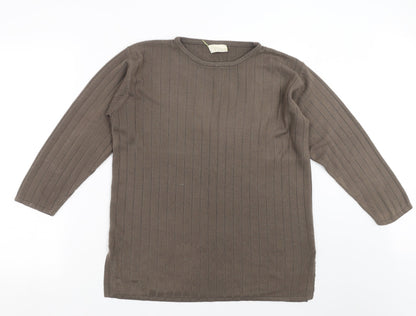 exceptional woman Womens Brown Striped Knit Pullover Jumper Size 12