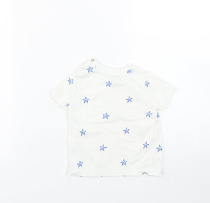 F&F Baby White Polka Dot  Basic T-Shirt Size 6-9 Months  - Starfish