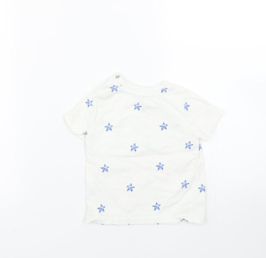 F&F Baby White Polka Dot  Basic T-Shirt Size 6-9 Months  - Starfish