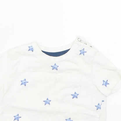 F&F Baby White Polka Dot  Basic T-Shirt Size 6-9 Months  - Starfish