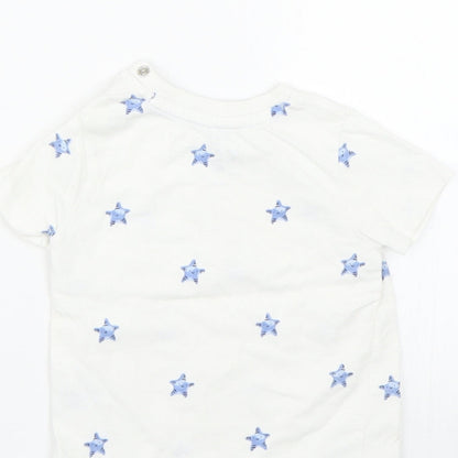 F&F Baby White Polka Dot  Basic T-Shirt Size 6-9 Months  - Starfish