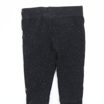 F&F Girls Black Spotted  Capri Leggings Size 3-6 Months