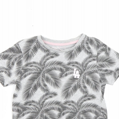 Matalan Girls Grey Floral  Basic T-Shirt Size 6 Years