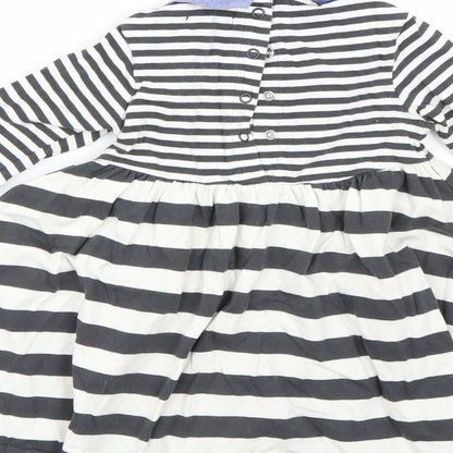 M&S Girls Black Striped  T-Shirt Dress  Size 2 Years