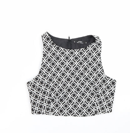 Miss Selfridge Womens Black Argyle/Diamond  Cropped Tank Size 6
