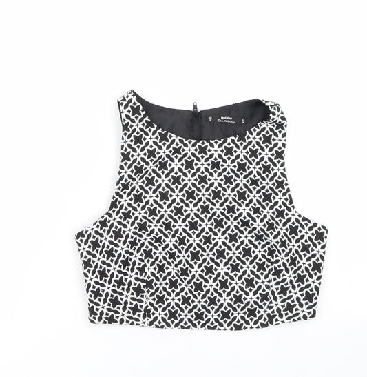 Miss Selfridge Womens Black Argyle/Diamond  Cropped Tank Size 6