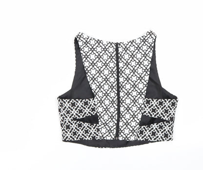 Miss Selfridge Womens Black Argyle/Diamond  Cropped Tank Size 6