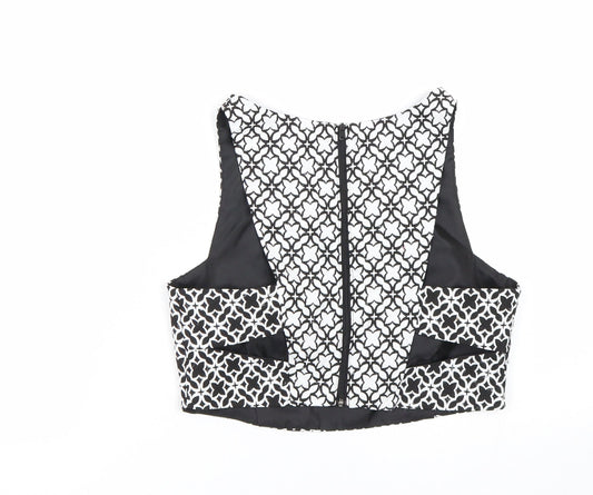 Miss Selfridge Womens Black Argyle/Diamond  Cropped Tank Size 6