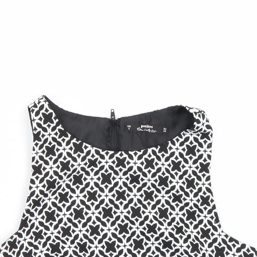 Miss Selfridge Womens Black Argyle/Diamond  Cropped Tank Size 6