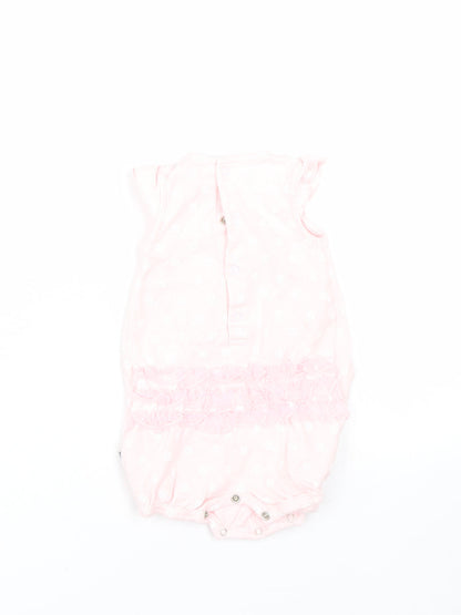 Petti lem Girls Pink Floral  Babygrow One-Piece Size 6-9 Months