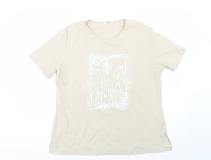 Womens UK Size L ELVI Beige Basic T-Shirt