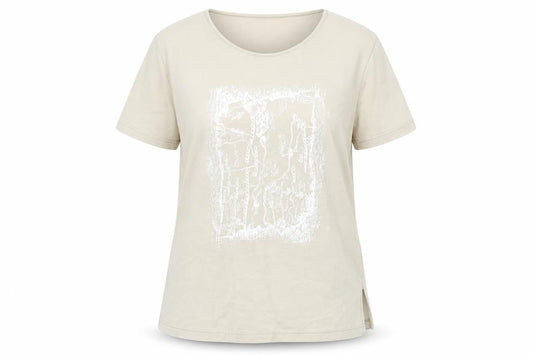 Womens UK Size L ELVI Beige Basic T-Shirt