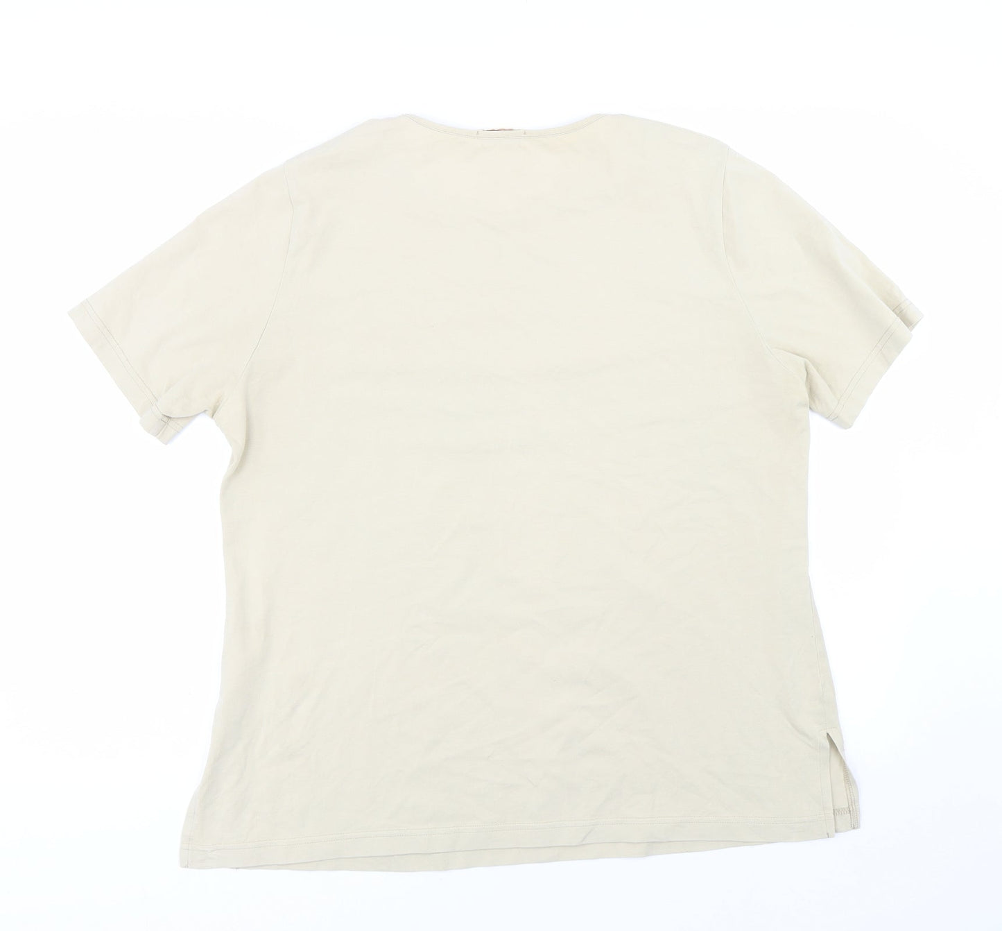 Womens UK Size L ELVI Beige Basic T-Shirt