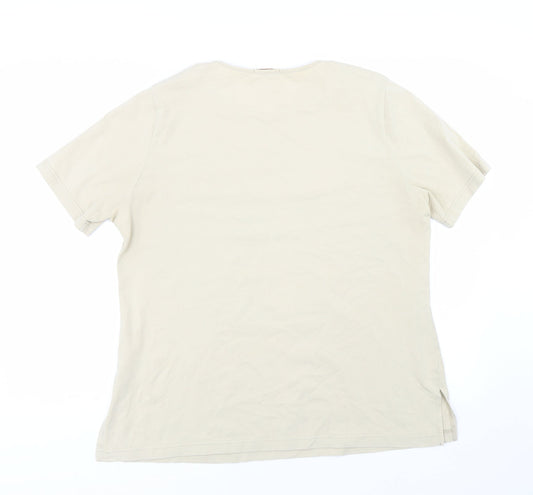 Womens UK Size L ELVI Beige Basic T-Shirt