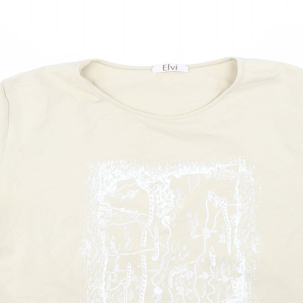 Womens UK Size L ELVI Beige Basic T-Shirt