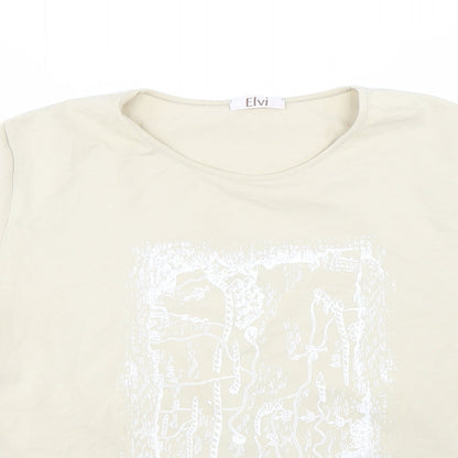 Womens UK Size L ELVI Beige Basic T-Shirt