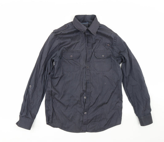 F&F Mens Black Striped   Button-Up Size S