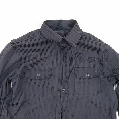 F&F Mens Black Striped   Button-Up Size S